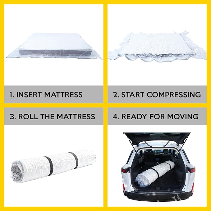 Vacuum Mattress Bag for moving, Vacuum Sealed Bags for Mattress Storage, Mattress Compression Bag for Easy Moving&Storage, Foam and Latex Mattress Vacuum Bag with Straps(QUEEN/FULL)