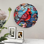 Cardinal Bird Colorful Stained Glass Painting Decorative Plates Home Decor Ceramic Plates, Dinner Plates Display for Kitchen, Hallway Console Side Table, Presents for Loss of Loved, 8 Inch