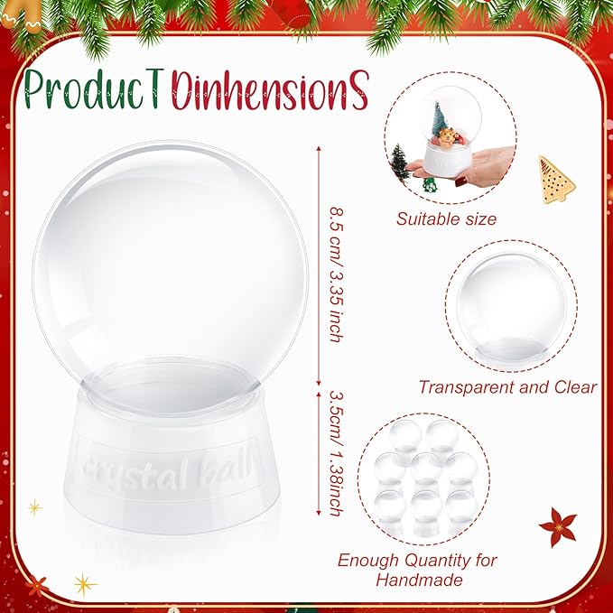 Uiifan 32 Pcs DIY Snow Globe Water Globe 4 Inches Clear Plastic Snow Globe with Screw Off Cap Fillable Water Globe Jar for DIY Crafts Christmas Display Home Decoration Kids Gifts