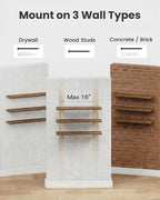 AMADA HOMEFURNISHING 23.6" L Floating Shelves, Wall Shelves Set of 3 for Bathroom/Living Room/Bedroom/Kitchen, Floating Shelves for Wall Decor with Invisible Brackets - AMFS44V, Rustic Brown