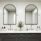 DUMOS Black Metal Arch Vanity Rounded Rectangle Bathroom Mirrors for Over Sink Wall, 27x38 Inch Large Matte Mirror, Modern Decorative for Restroom, Farmhouse