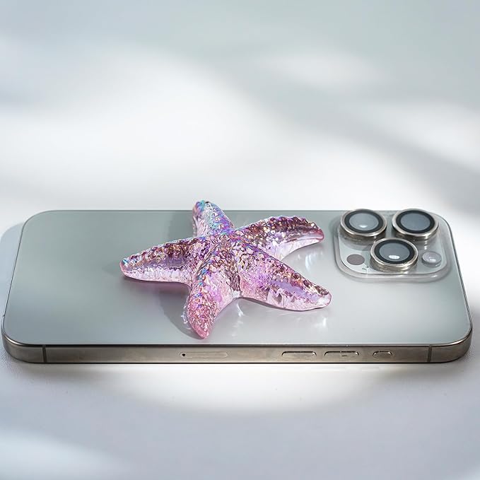 H&D HYALINE & DORA 2.8" Glass Starfish Figurine Handmade Blown Glass Starfish Figurine Tiny Crystal Sea Animals Ornament for Aquarium Decor(Pink)