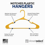 Plastic Hangers 50 Pack - Space Saving Clothes Hangers, Made in USA, Durable & Strong Plastic Shirt & Coat Hanger with Notches & Shoulder Grooves, Non-Slip Hangers | Scoreboard Yellow