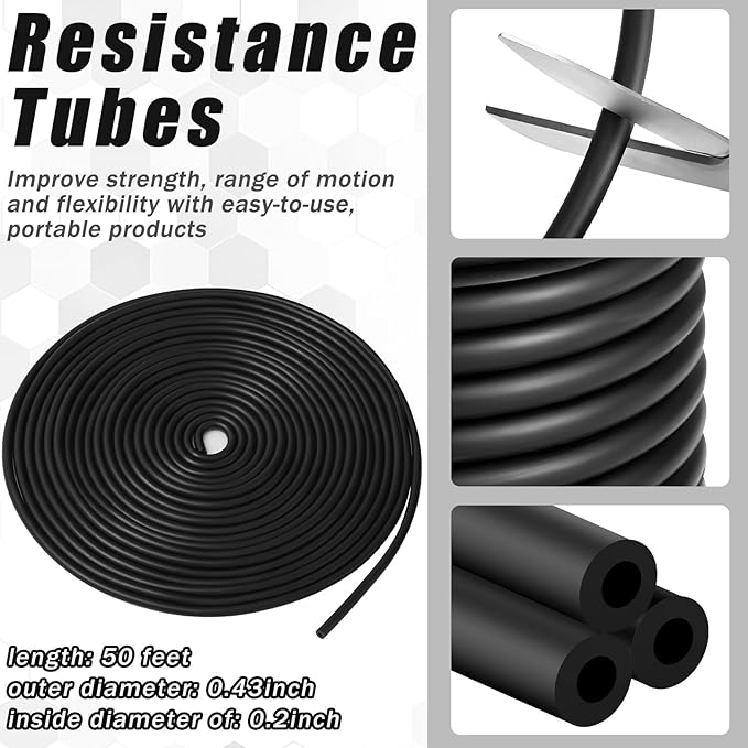 1 Roll Resistance Tubes Exercise Tubing 50ft Exercise Bands Tubing for Therapy, Lower Pilates, Home Workouts, Rehab Core