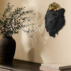 GUSFREUD Black Animal Heads Sculptures Wall Art - Resin Faux Lion for Home Wall Decor, Lion Wall Hanging Decoration for Living Room, Bedroom & Kitchen, Unique Gift Idea