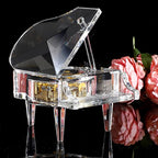 ELLDOO Crystal Music Box, Mechanical Clockwork Decorative Piano Musical Box,Transparent Piano Ornament Romantic Gift for Girl Women (Tune: for Elise)