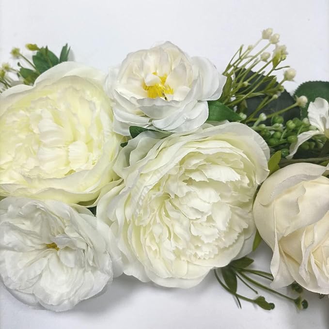 Artificial Peony Swag, Arch Flowers, 23", Silk Flower Swags, Decorative Swag, Artificial Flower Swag for Arch Front Door Party Wall Home Decor(Ivory)