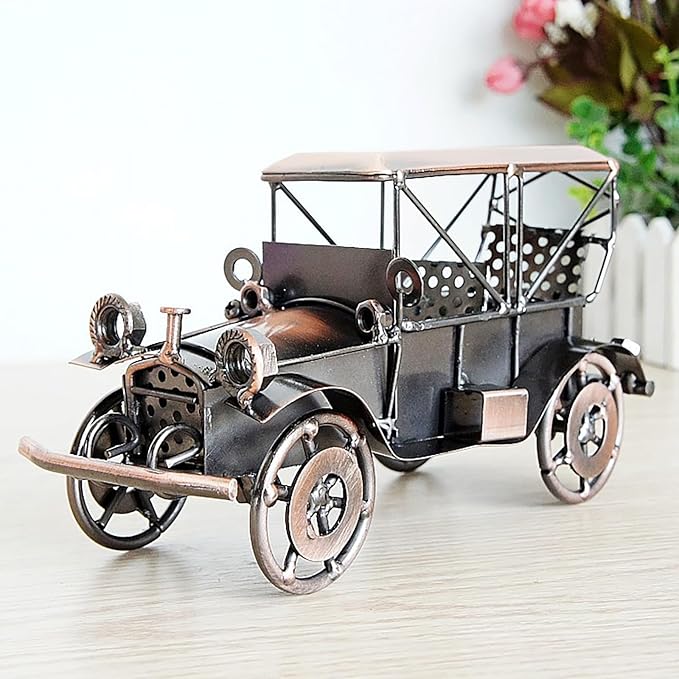 Metal Antique Vintage Car Model Home Décor Handmade Handcrafted Collections Collectible Vehicle (Bronze)