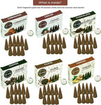 TRUMIRI Gourmet Incense Cones - Variety Pack - Total 60 Cone Incense (6 Scents x 10 Conos) - Vanilla, Cinnamon, Coffee, Chocolate, Clove, Ginger - Cone Incense Scents - Insense Cones - Incent Cone