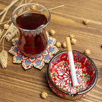 Ashtray Set for Indoor Outdoor Use Cigarette Ash Holder for Smokers Desktop Smoking Ash Tray - Home Office Decoration Hand-Paint Ceramic Cigar Ashtrays (4 Pcs - Red/Yellow/White/Green)