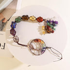 Handmade Crystal Window Car Hanging Ornaments 7 Chakra Home Decoration Feng Shui Ornament Yoga Meditation Car Decoration Tumbled Palm Stones (Style14)