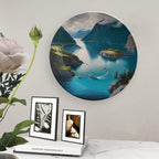 Decorative Plates, Fjords Mountain Lake & Ship Landscape Display Plate for Home Office Kitchen Table Decor Porcelain Plates 8 Inch, Birthday Gifts