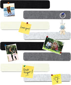 8Pcs Rectangle Felt Cork Board Bar Strips with 35 Pushpins, Self-Adhesive Bulletin Board Strips for Office School Home Wall Decor Stickers Memos Schedules Photos Display -Gradual Grey