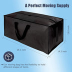 12 Pack Large Strong Moving Bags with Zippers & Carrying Handles - Water-Resistant - Heavy Duty Storage Tote for Space Saving Moving Storage, Fold Flat, Alternative to Moving Box (Black)