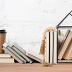 Feifeiya 3 Pieces Faux Decorative Books Set for Home Decor Fake Book for Shelves Coffee Table Stacked Linen Covered Display Notebook with Wood Bead Bookend Gift for Living Room (Classical Grey)