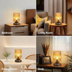 LigthRound Touch Table Lamp for Bedroom, Cordless Bedside Small Table Lamp, Dimmable Rechargeable Battery Operated Lamp for Nightstand, Bedside, Living Room, Desk, LED Bulb Included
