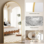 Dewfig Arched Full Length Mirror, 81"x41" Large Floor Mirror with Stand, Oversized Full Body Mirrors for Leaning or Hanging, Wall Mounted Mirrors for Bedroom, Living Room,Dressing Room, Gold