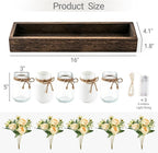 Mkono Mason Jar Lights Centerpiece Table Decor for Dining Room Farmhouse Wood Tray with Flowers Valentines Day Decoration for Coffee Table Kitchen Living Room Wedding
