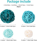 Patelai 36 Pcs Wicker Rattan Balls Decorative Balls for Vase Centerpiece Bowls Orbs Filler for Home Decor,4 Sizes(White, Light, Green, Dark,2.4'',2'',1.6'',1.2'')