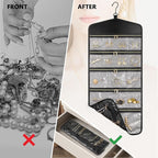 CHICECO Travel Jewelry Holder Organizer,Hanging Jewelry Organizer Storage with Zippered Pockets for Cloest,Jewelry Holder for Earrings, Necklaces (Grey Black)