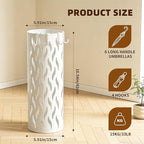 Umbrella Holder, Metal Umbrella Stand for Entryway, Umbrella Storage Rack with 4 Hooks Decor, Home, Office,5.8 × 5.8 × 16.4 (White)