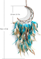 Green Dream Catchers, Large Moon Dream Catcher for Bedroom, Perfect Handmade Dream Catchers Wall Decor Hanging Ornament Art Craft Gift(Green Moon)