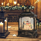 Wondise Christmas Musical Snow Globes with Timer, USB Plug-in & Battery Operated Spinning Water Glitters Lighted Singing Snow Globe Lantern for Christmas Thanksgiving Holiday Decorations(Snowman)