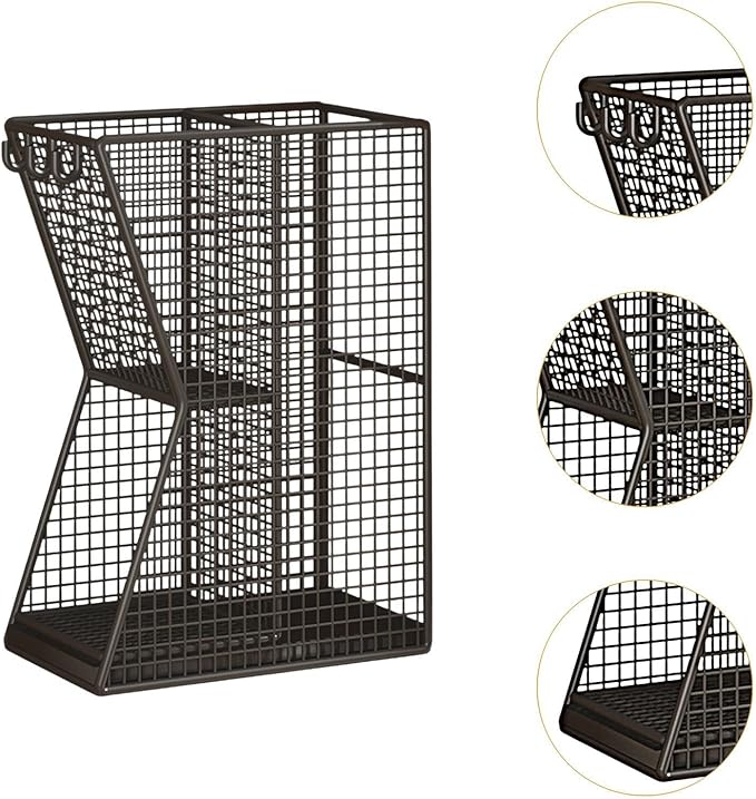 Umbrella Stand Rack Umbrella Holder Bin Large Capacity with Drip Tray Metal Storage Container Umbrella Stand Holder for Hotel, Black
