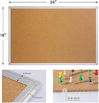 2-Pack Cork Board Bulletin Board 24 x 18, Silver Aluminium Framed Corkboard, Office Board for Wall Cork, Large Wall Mounted Notice Pin Board for Home, Office and School