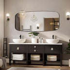 ANDY STAR 24x48 Black Bathroom Mirror, Oblong Vanity Mirror with Stainless Steel Metal Frame, Matte Black Oval Mirror for Over Sink, Modern Anti Rust Wall Mounted