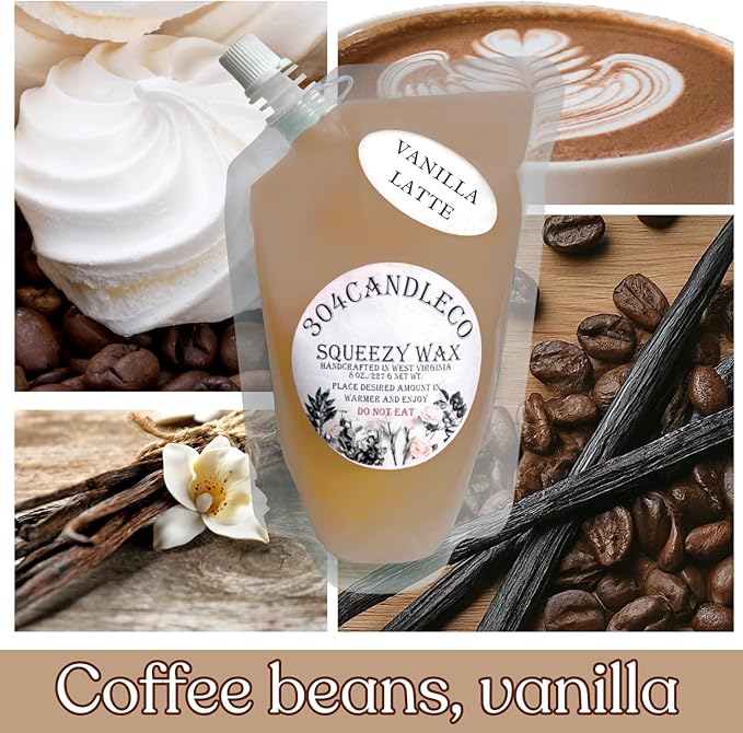 304CandleCo Large Squeeze Soy Wax Melt - 50 SCENTS! - Highly Fragrant & Hand-Crafted - Easy Mix & Match - American Made - Perfect for Wax Warmers (8oz, Vanilla Latte)