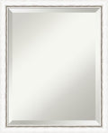 Amanti Art White Wall Mirror 22x18 Morgan White Silver Rectangle Bathroom Mirror for Wall Decor Living Room, Small Modern Wood Frame, Hangs Horizonally and Vertically, Bathroom Decor, Beveled Edge