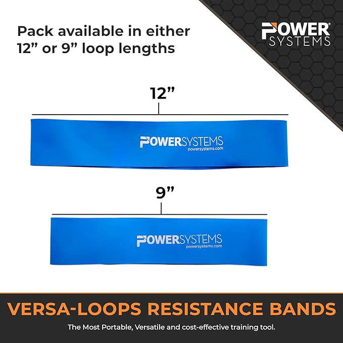 Power Systems Versa Loop Resistance Bands, 10-Pack – Color-Coded Exercise Bands for Workout, Strength Training, Physical Therapy