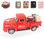 Vintage Mini Metal Pickup Truck with The Coffee Decor and The 4 Books,for Home Farmhouse Kitchen Decor & Coffee Decorations (Coffee-Red)