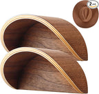 Cowboy Hat Rack for Wall,2 Pack Wooden Hat Holder,with Satin Finish Hat Hooks,Non-Damage Brim Design Can Keeps Original Shape of Hat, for Western Hat Organizer (Walnut Wood)