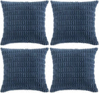 Fancy Homi 4 Packs Decorative Throw Pillow Covers for Living Room Couch Bed, Modern Farmhouse Boho Home Décor Accent Cushion Case, 24" x 24", Dusty Blue