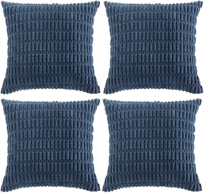 Fancy Homi 4 Packs Decorative Throw Pillow Covers for Living Room Couch Bed, Modern Farmhouse Boho Home Décor Accent Cushion Case, 26" x 26", Dusty Blue