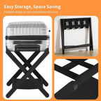 Heybly Luggage Rack, Pack of 2, Folding Suitcase Stand with Storage Shelf, Heavy-Duty Luggage Holder for Guest Room Bedroom Hotel, Holds up to 165 lb,Black, HLR010B2