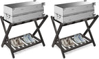 Smuxee Fully Assembled Black Luggage Racks Pack of 2, Upgraded Bamboo Foldable Suitcase Stand with 5 Nylon Straps, Luggage Holder with Shelf for Guest Room Bedroom Hotel