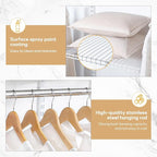 Homde Closet Organizer System Wall Mounted, 4-8 Ft. Adjustable and Expandable Metal Wire Shelving, Custom DIY Wardrobe Kit with Shelf, Clothes Hanging Rods, for Home Closet Laundry Mudroom