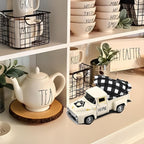 Vintage White Truck Decor with Heart Farmhouse Tiered Tray Decor Vintage Mini Truck Bookshelf Table Decors