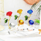 YWHL 50th Wedding Anniversary Rose Gifts for Parents Grandparents, 50 Years Happy for Couples, Crystal Rose Figurine with Amber Diamond, Romantic Valentines Day Present for Wife