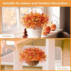 Artificial Fall Flowers for Outdoor, 12 Bundles 4 Colors Faux Mums Fake Fall Plants for Decoration, UV Resistant No Fade Silk Plastic Flower for Autumn Porch Patio Planters Windowbox Yard Garden