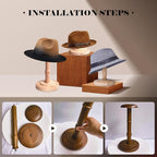 CHADWICK Vintage Style Hat Rack Stand, Light Wooden Hat Display Stand Wood, Hat Rack Tabletop Cap Organizer and Display Rack, Wig Holder Display Cowboy Hat Rack Hat Organizer for Closet, Home Decor