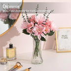Glasseam Glass Vase for Home Decor: Clear Flower Vases for Living Room Kitchen Bathroom Wedding Table Centerpieces - 7.5" Tall Modern Vintage Decorations for Bouquet Pampas Grass Lego Flowers
