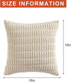 Aegero Pack of 2 Corduroy Decorative Throw Pillow Covers 18x18 Inch Soft Striped Pillow Covers Modern Farmhouse Home Decor for Sofa Living Room Couch Bed(Cream White)