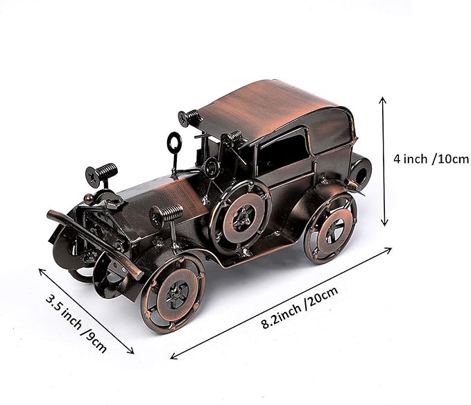 Metal Antique Vintage Car Model Handcrafted Collections Collectible Vehicle for Bar or Home Decor Decoration Great Birthday Gift Bronze Classic Car Model, Large