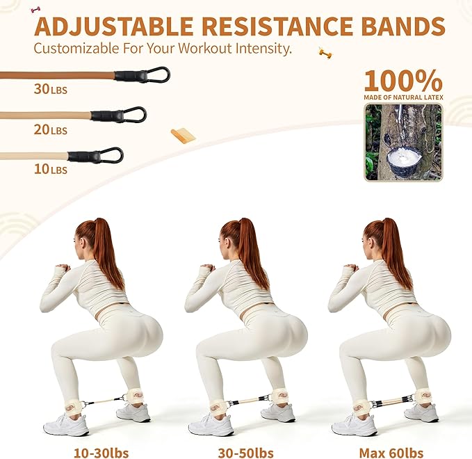 Resistance Bands with Cuffs – Comfort Ankle Workout Bands for Women & Men, Booty Exercise Bands for Kickbacks, Hip & Glute Training, Butt Lift Fitness Equipment, Durable Home Gym Accessories