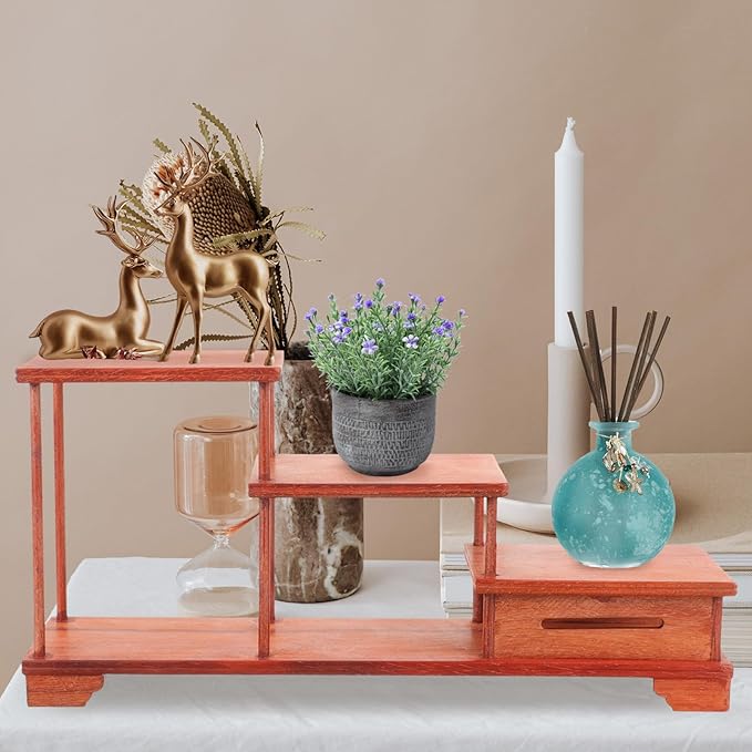 Veemoon Wooden Tiered Display Riser Stand for Figurines and Decor Vintage Style Home Decor