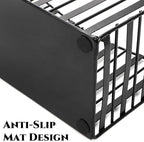 Noamus Metal Magazine Holder, Document File Rack with Handle, Newspaper Book Folder Mail Organizer Bin, Iron Wire Tablet Storage Basket Stand for Home Office Bathroom Bedroom Den Living Room, Black
